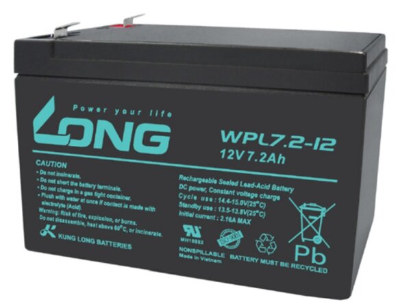 Long - WPL7.2-12 - 12 Volt 7000mAh Pb - Longlife
