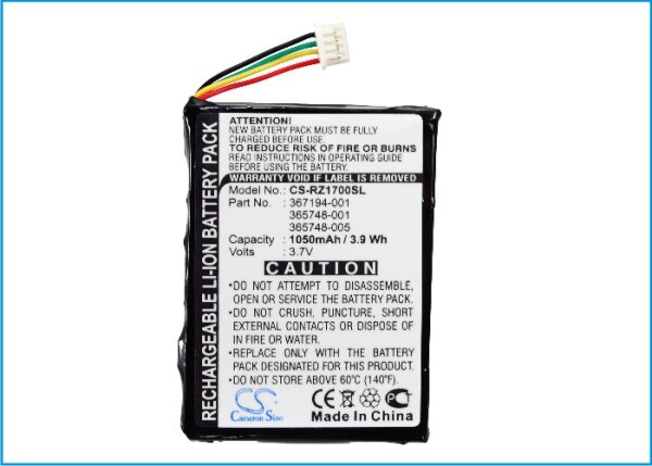 Ersatzakku - CS-RZ1700SL - HP iPAQ RZ1700 / 365748-001 - 3,7 Volt 1050mAh Li-Ion