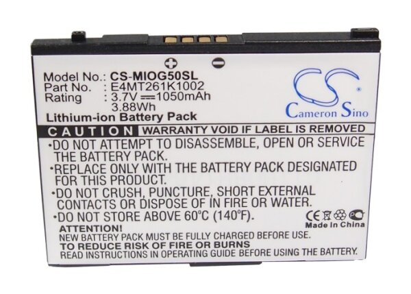 Ersatzakku - CS-MIOG50SL - MITAC Mio Leap G50 / 338937010153 - 3,7 Volt 1050mAh Li-ion