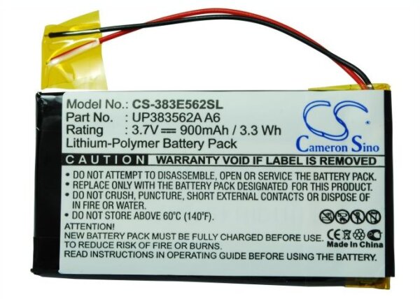 Ersatzakku - CS-383E562SL - Palm Tungsten E / UP383562A A6 - 3,7 Volt 900mAh Li-Polymer
