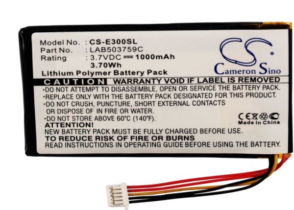 Ersatzakku - CS-E300SL - Toshiba Genio E300 / LAB503759C - 3,7 Volt 1000mAh Li-Polymer