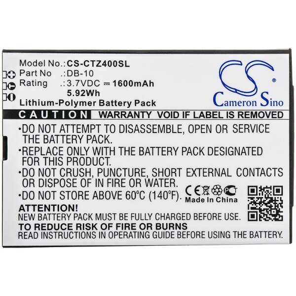 Ersatzakku - CS-CTZ400SL - CANON Wordtank Z400 / DB-10 - 3,7 Volt 1600mAh Li-Polymer