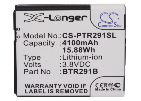 Ersatzakku - CS-PTR291SL - PANTECH 291LVW-7046 / BTR291B - 3,8 Volt 4100mAh Li-ion