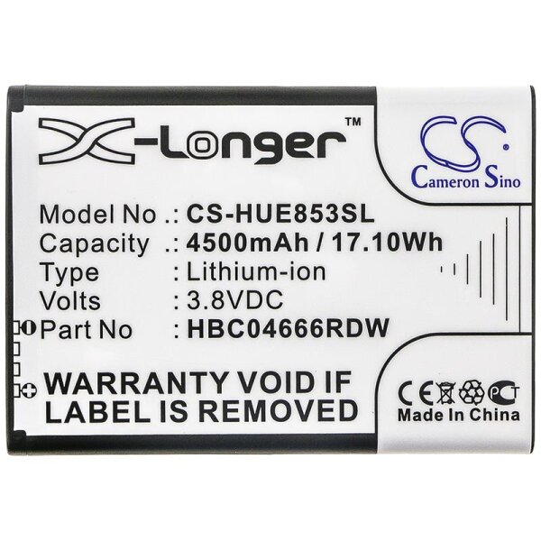 Ersatzakku - CS-HUE853SL - HUAWEI E55735-852 / HBC04666RDW - 3,8 Volt 4500mAh Li-ion