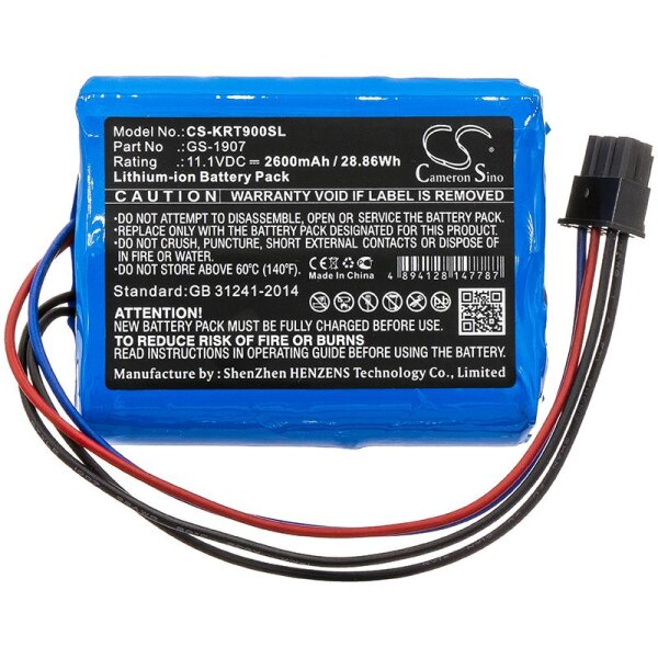 Ersatzakku - CS-KRT900SL - KRONOS 8609000-018 / GS-1907 - 11,1 Volt 2600mAh Li-ion