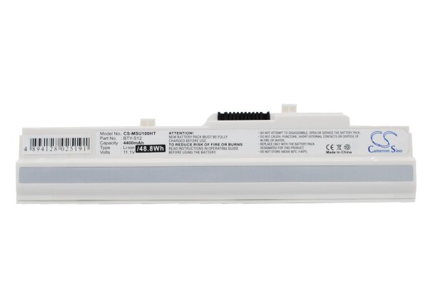 Ersatzakku - CS-MSU100HT - Medion 14L-MS6837D1 / MSI Wind 90 - 11,1 Volt 4400mAh Li-Ion - weiß