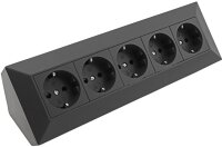ChiliTec - 5-fach Steckdosenblock, schwarz 250V~/ 16A, Aufbaumontage