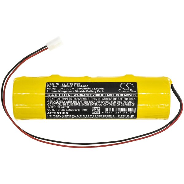 Ersatzbatterie - CS-JTS800BT - Jablotron JA-80A / 2CR34615  - 6 Volt 12000mAh Li-Mn02