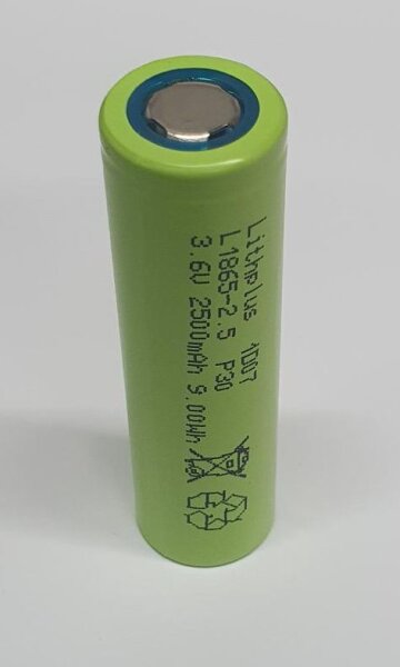Lithplus L1865-2.5 - 3,7 Volt 2500mAh Li-Ion ohne Lötfahne