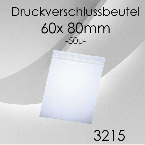 24000x LDPE-Druckverschlussbeutel - 3215 / DV60 - 60 x 80 x 0,050mm - 50my - tranparent