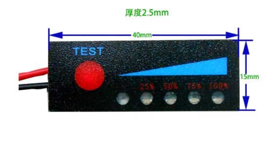 Akku Zustandsanzeige - Spannungsanzeige - für 1S Li-Ion & Li-Poly - 3,3 bis 4,2 Volt Akkus - schwarz