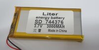 Einzelzelle - 744376 - 3,7 Volt 3000mAh Li-Polymer