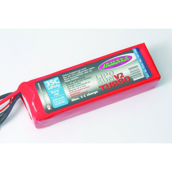 Jamara - Ersatzakku - LipoSun V2 Turbo - 35C - 70C Burst - 22,2 Volt 2500mAh Li-Polymer