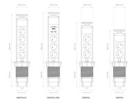 Perel - EBP03LUSB - 3-Fach-Steckdosenturm - Versenkbar - 2x USB - Stecker-Typ E (Französiches System)