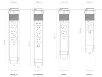 Perel - EBP03LUSB - 3-Fach-Steckdosenturm - Versenkbar - 2x USB - Stecker-Typ E (Französiches System)