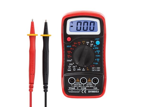 Velleman - DVM853 - Digital-Multimeter - CAT. III 300 V / CAT. II 500 V - 1999 COUNTS - DATA HOLD / Hintergrundbeleuchtung / Summer