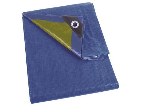 Perel - 110-0204 - Abdeckplane - Blau/Khaki - Strapazierfähig - 2 x 4 m