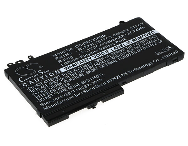 Ersatzakku - CS-DE5250NB - Dell RYXXH / 05TFCY - 11,1 Volt 3400mAh Li-Polymer