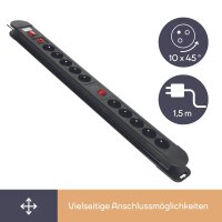 PEREL - EBP10N - 10-fach-Steckdosenleiste - mit Überlastschutz