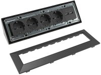 ChiliTec - 4-fach Steckdosenblock+2x USB, anthrazit 250V~/ 16A, Aufbaumontage
