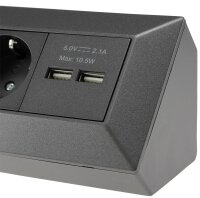 ChiliTec - 4-fach Steckdosenblock+2x USB, anthrazit 250V~/ 16A, Aufbaumontage