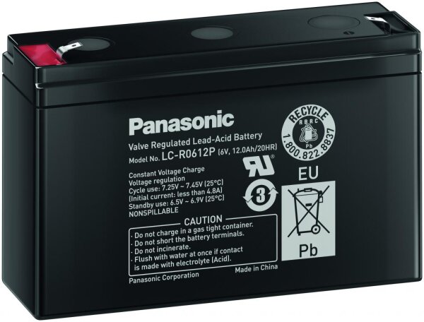 Panasonic - LC-R0612P - 6 Volt 12Ah Pb - Faston 4,8mm