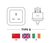 UK - Netzanschlusskabel - schwarz - UK 3-Pin-Stecker (Typ...