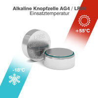 Camelion - AG4 / LR66 / LR626 / 377 - 1,5 Volt 20mAh Alkali Mangan Knopfzelle - 10er Blister