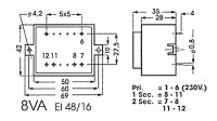 Velleman - 2150080M - Printtransformator 8VA 2 x 15V / 2 x 0.250A
