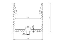LEDs-ON - AL-PLA-2 - Powerline Aluminiumprofil für LED-Streifen - Breite 35 mm - Eloxiertes Aluminium - Silber - 2 m