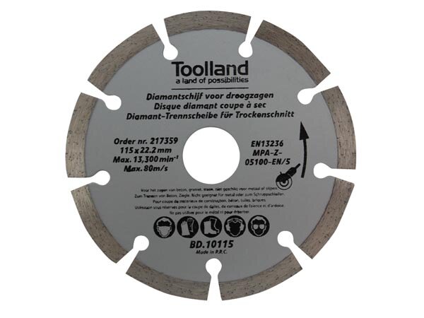 Toolland - BD10115 - Diamant-Trennscheibe - 115 mm - Segmentiert