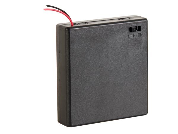 Velleman - BH341BS - Batteriehalter für 4 x AA-Batteriehalter (Mit Kabeln + Schalter)
