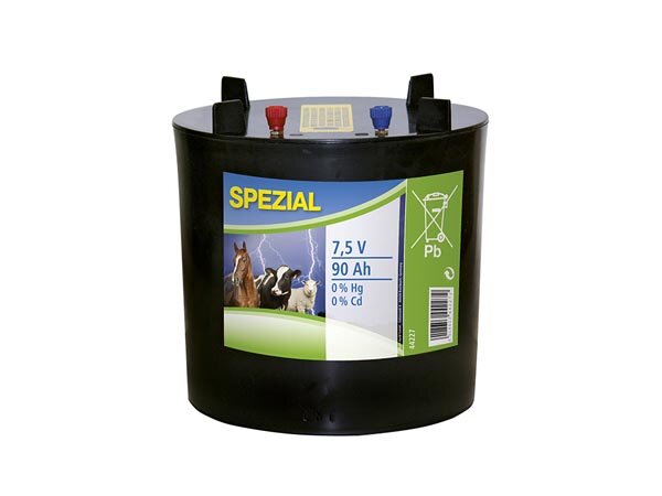 Zinc-carbon dry battery, 7,5 V, 90 Ah, round case
