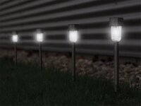 Perel - CSOL19 - Solar-LED-Gartenlampe mit Erdspieß und Sensor 36.5 cm, kaltweiß, Edelstahl, energieeffizient - 8er-Set
