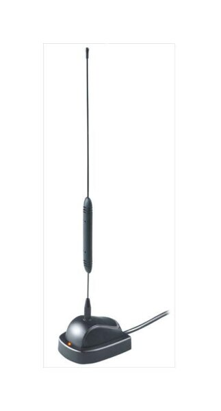 DVB-T Stabantenne, aktiv UHF/VHF, 1,2m Kabel, 20dB Verstärker, 3