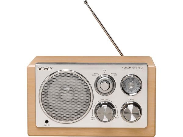 DENVER - DV-10405 - TR-61LIGHTWOODMK2  - tragbares Radio - elegantes Design - Holz (Lightwood)