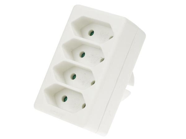 Perel - EB14 - Steckdosen-Verteiler, 4 Europastecker, Typ-E-Stecker, Polypropylen, Innenbereich, Weiß