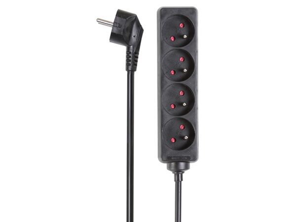 Perel - EB4BLN-5 - 4-Fach-Steckdosenleiste - 5 m Kabel - Stecker-Typ E (Französisches System)