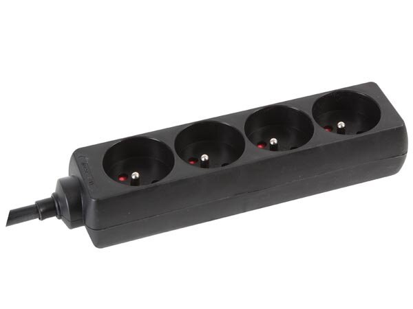 HQPOWER - EB4STB25HQ - 4-Fach-Steckdosenleiste mit Schrumpfschlauch - 3G2,5, 1,5m - Stecker-Typ E (Französisches System)