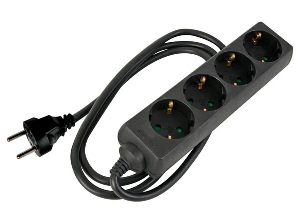HQ Power - EB4STBHQ-5-G - Steckdosenleiste, 4 Schutzkontakt-Steckdosen, Schwarz