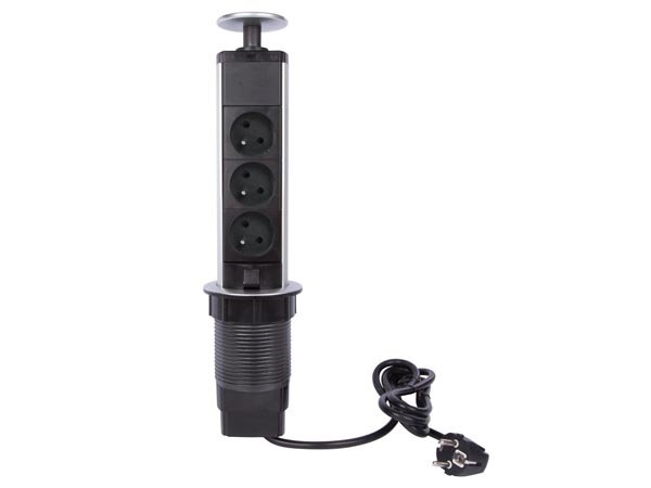 Perel EBP03L Pop-Up Steckdose 3-fach versenkbar | 3680 W | Kinderschutz