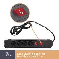 Perel - EBP04N - Steckdosenleiste 4-Fach, Mehrfachsteckdose mit Schalter