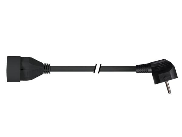 Perel Tools - EC01.5B-90 - Verlängerungskabel - 1.5 m - Winkelstecker - Schwarz