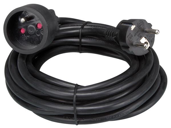 Perel - EC05B - Verlängerungskabel, H05VV-F 3G1.5, 5 m, 16 A/230 V, 3500 W, Typ E/F, für innen, PVC, schwarz