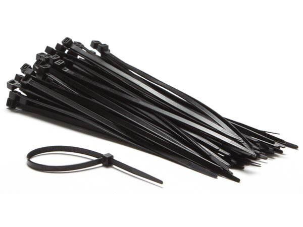 Perel - ECTB200 - Nylon-Kabelbinder-Set - 4.6 mm x 200 mm - SCHWARZ (100-tlg.)