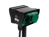Perel EG2WTM-G Außensteckdose mit Zeitschaltuhr IP44 2-fach