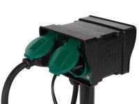 Perel EG2WTM-G Außensteckdose mit Zeitschaltuhr IP44 2-fach
