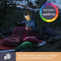 Perel - EHL11N - 2-in-1 Stirnlampe mit 4 Weißen und 3 roten LEDs