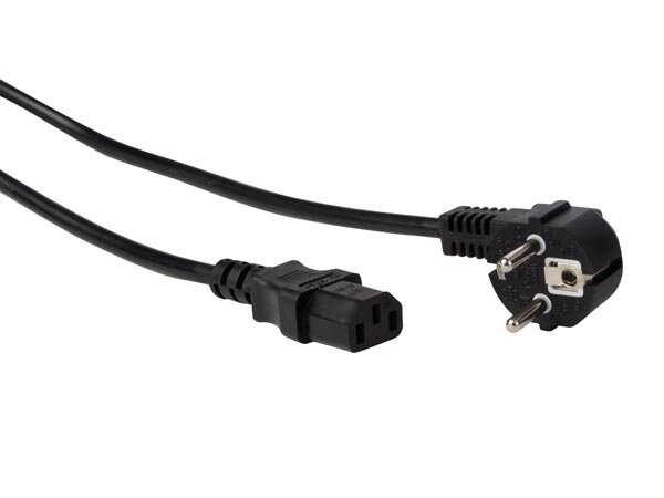 NETZKABEL - SCHWARZ - CEE 7/7 90° / C13 - 2 m - H05VV-F 3G1.00 mm²