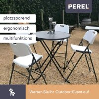 Barhocker mit Rückenlehne - zusammenklappbar - Weißer hoher Klappstuhl für Innen- und Außenbereich, Barhocker, mit Rückenlehne und Fußstütze, aus Kunststoff, platzsparend, ideal für Partys und Catering, mit Stahlgestell